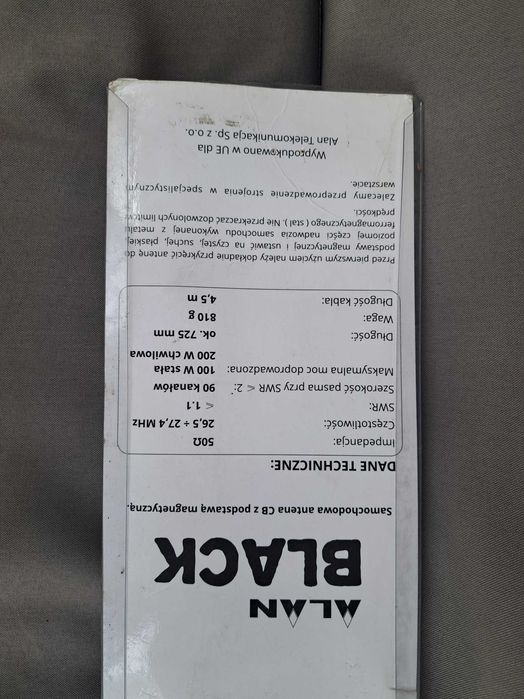 Nowa, nieużywana Antena cb Alan Black 73 cm 100W bardzo mocna