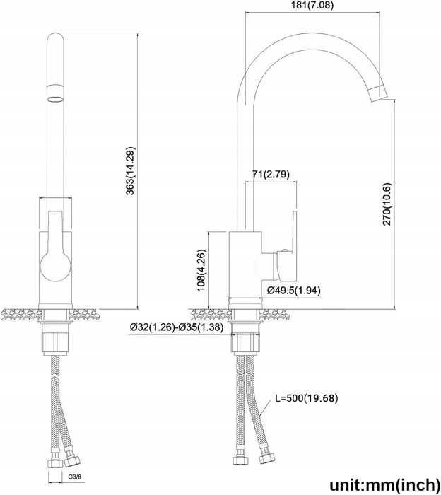 Auralum Bateria zlewozmywakowa z wysoką wylewką CZARNA NOWA GWARANCJA