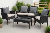 Zestaw Mebli na Ogród Balkon Taras Meble Ogrodowe Sofa Stolik 2 Fotele