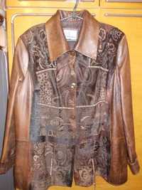 Піджак шкіряний темно-коричневого кольору
