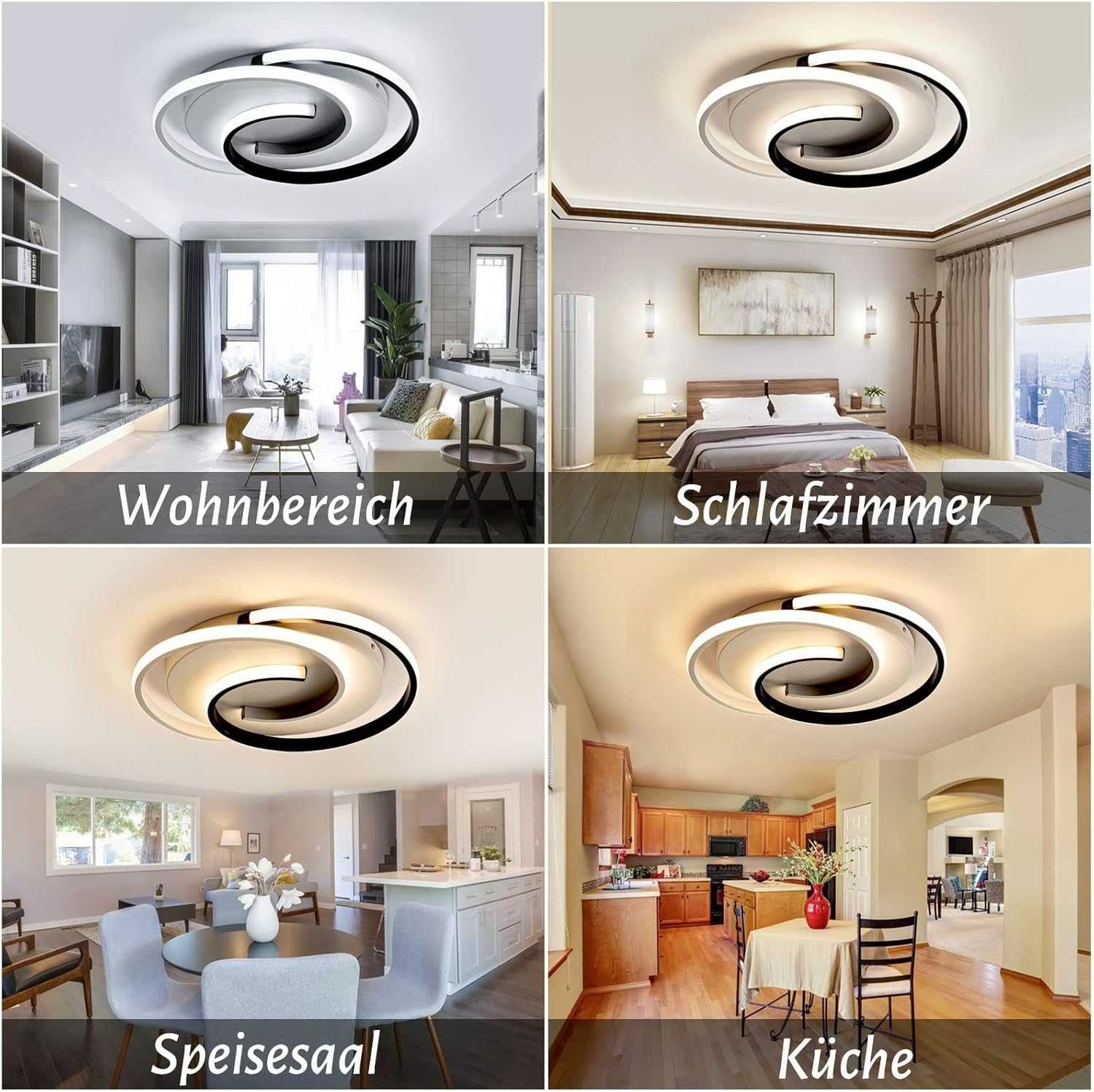 Lampa sufitowa LED czarno-biała z pilotem