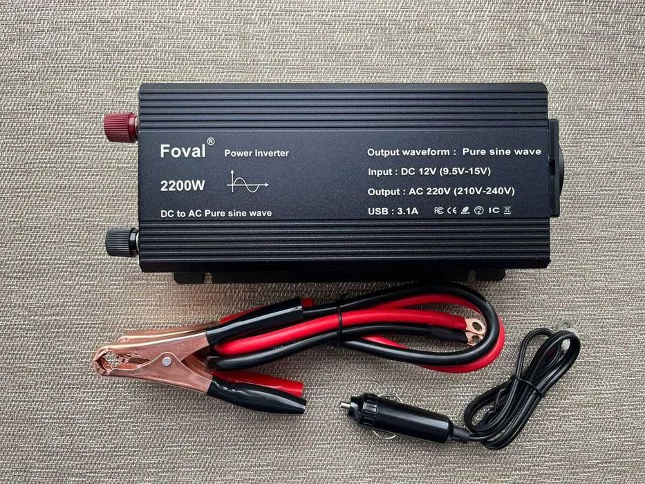 Перетворювач напруги з 12 в 220V. Інвертор FOVAL 2200W,  Чистий синус.