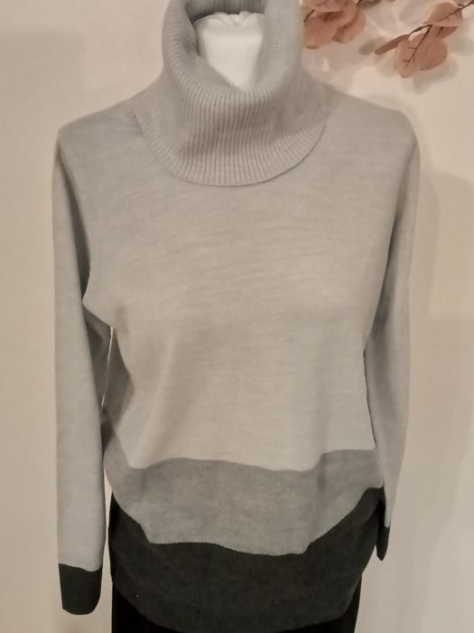 Cienki szary golf damski M&S Collection długi miły idealny rozmiar 40