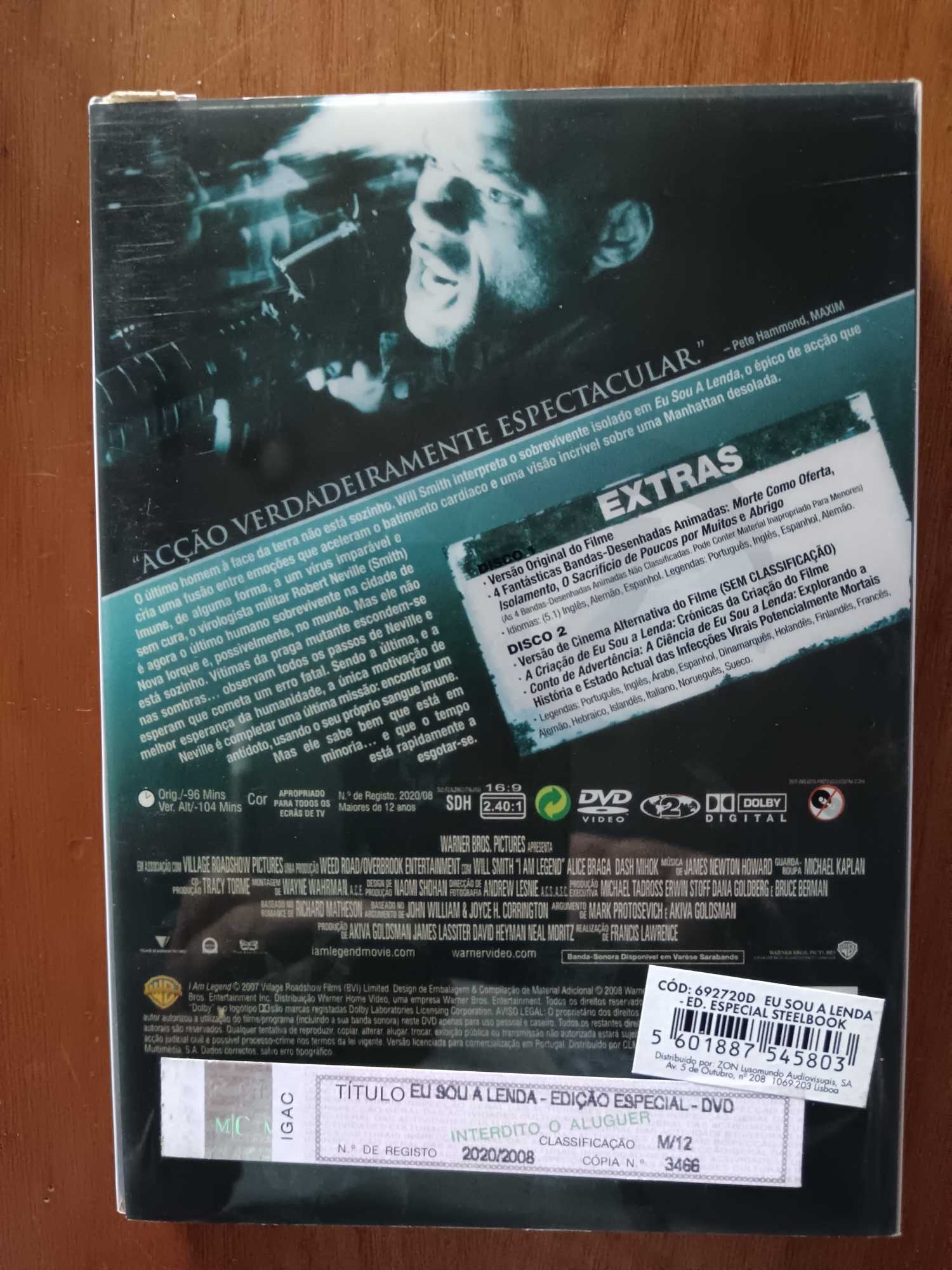 filme dvd original - eu sou a lenda - edição metálica