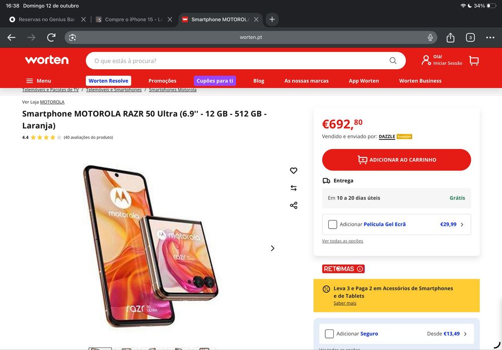 Motorola razr 50 Ultra 512 Laranja