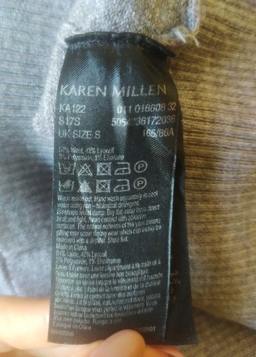 Szara wełniana sweterkowa luźna bluzka, Karen Millen, rozmiar S