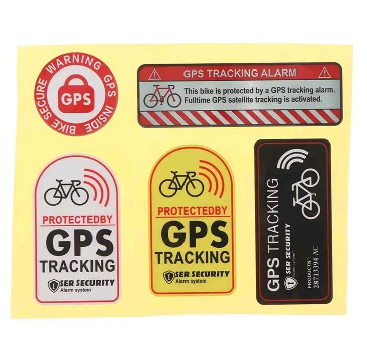 Naklejki ochronne GPS security kpl. 5 szt. rower, hulajnoga, motor