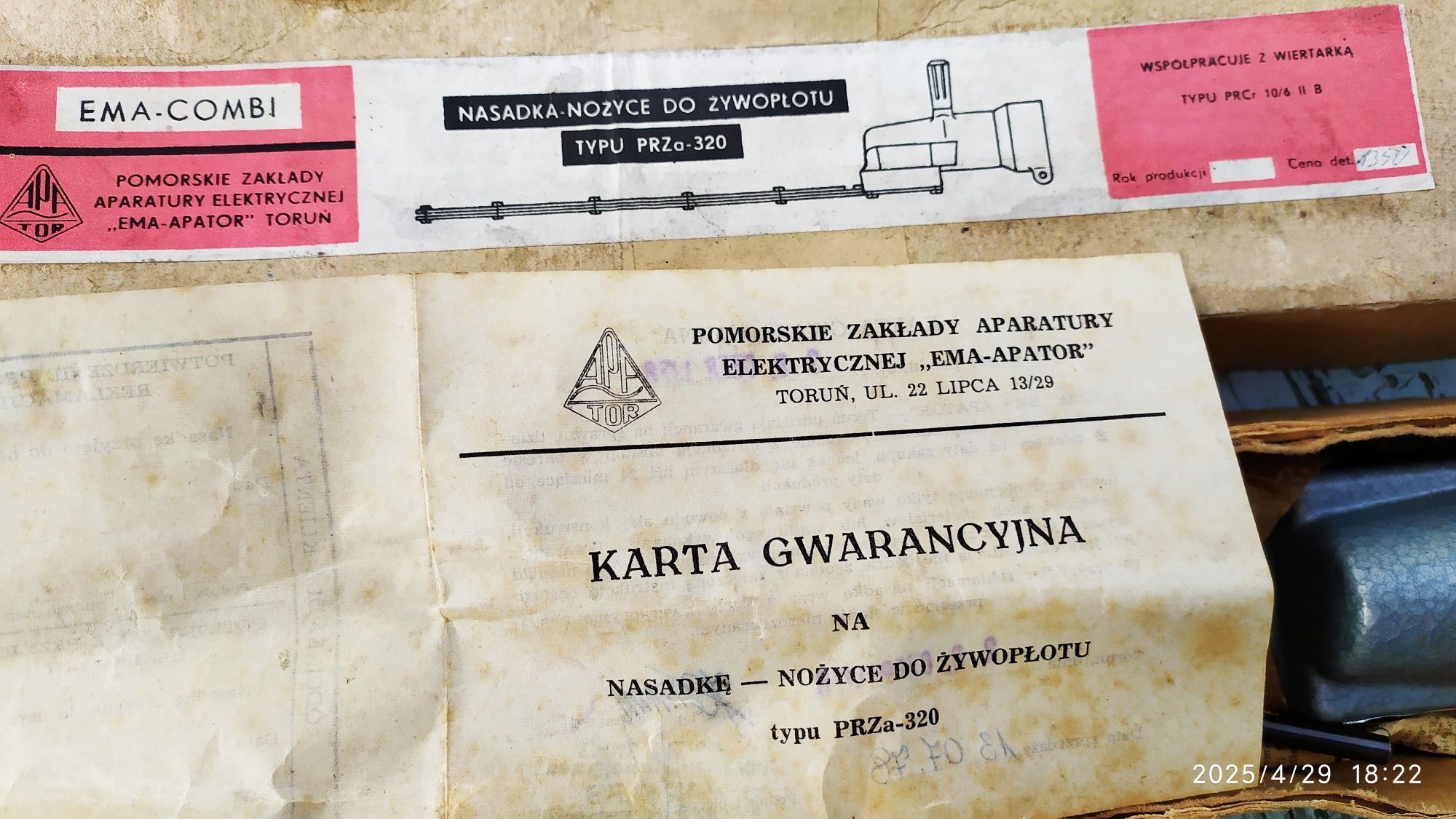 Nasadka Nożyce do żywopłotu (do wiertarki Celma; model z 1978r.)