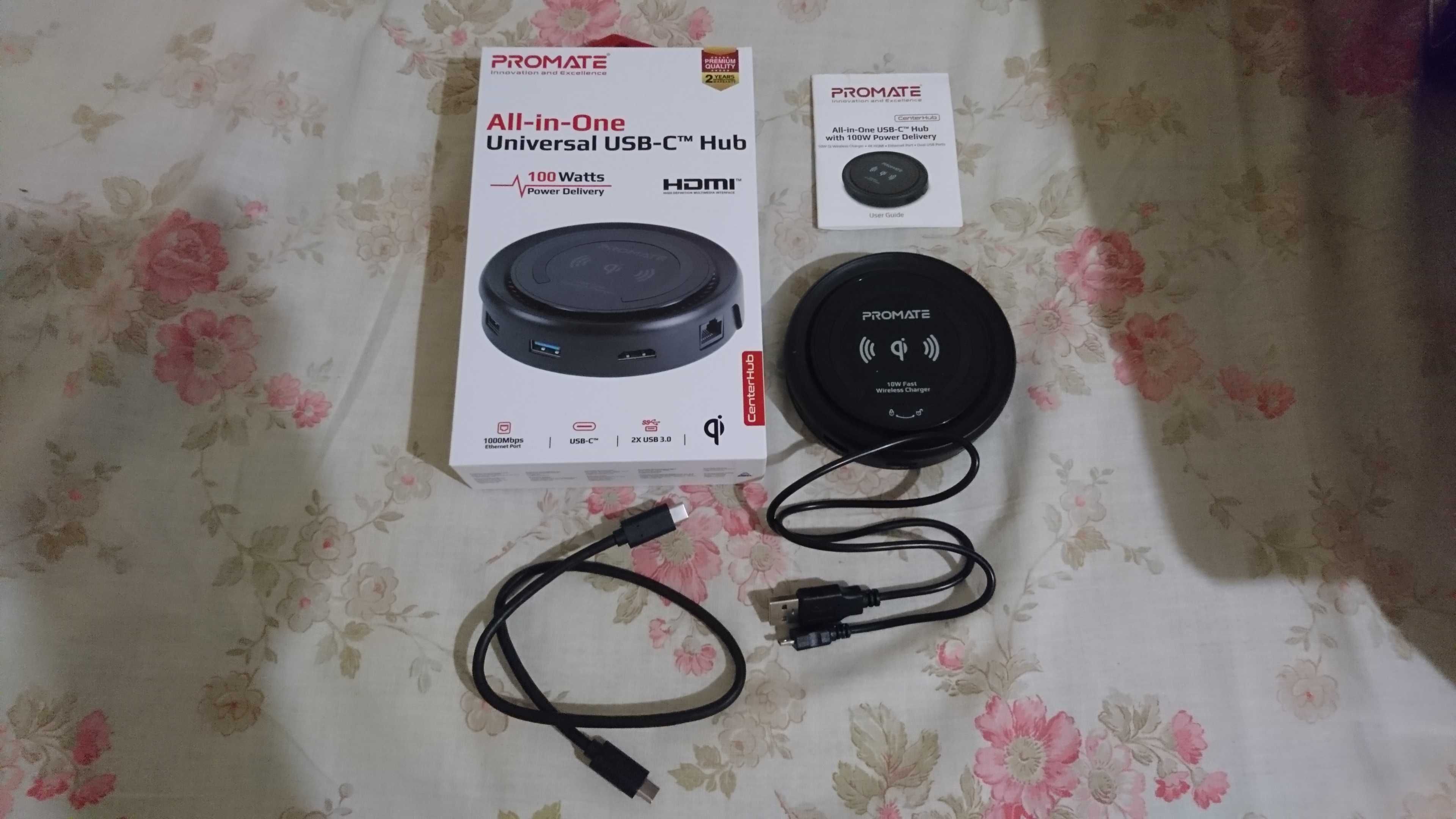 usb хаб з бездротовою зарядкою 6-в-1 Promate CenterHub usb 3.0