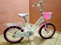 Дитячий велосипед білий рожевий для дівчинки 6 7 8 9 років, діаметр 18