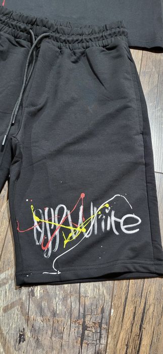 Off white czarny komplet męski młodzieżowy koszulka spodenki S