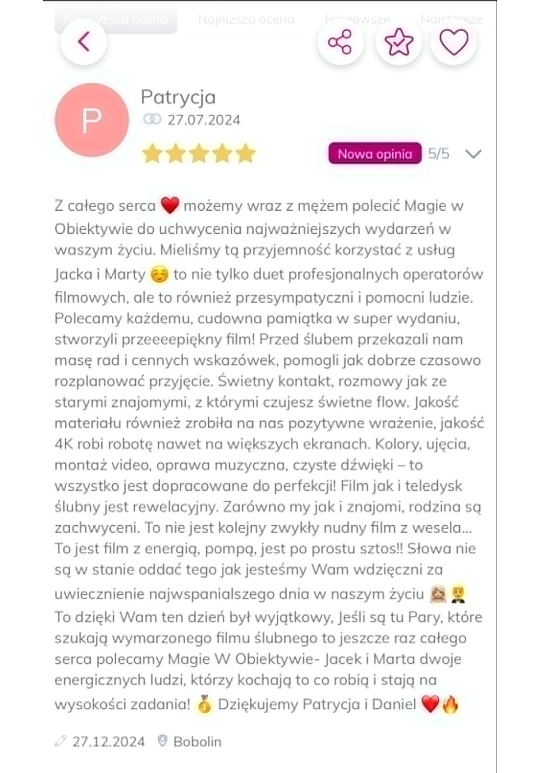 Kamerzysta na Twoje Wesele