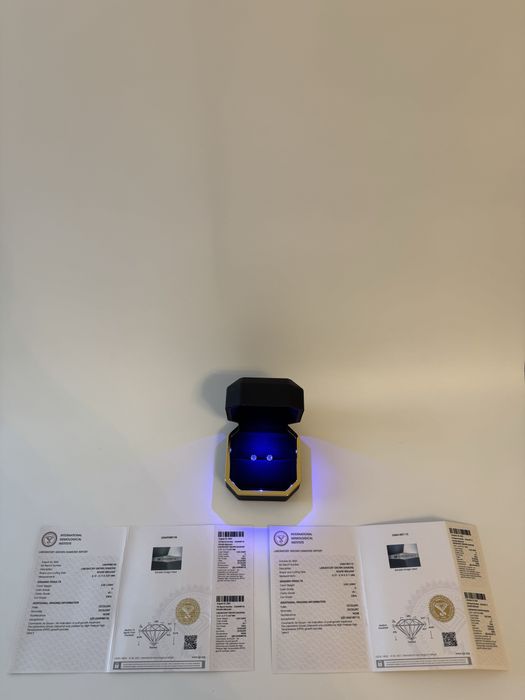 Kolczyki 585 z diamentami 1 ct VS1 D, z certyfikatami IGI, brylantami