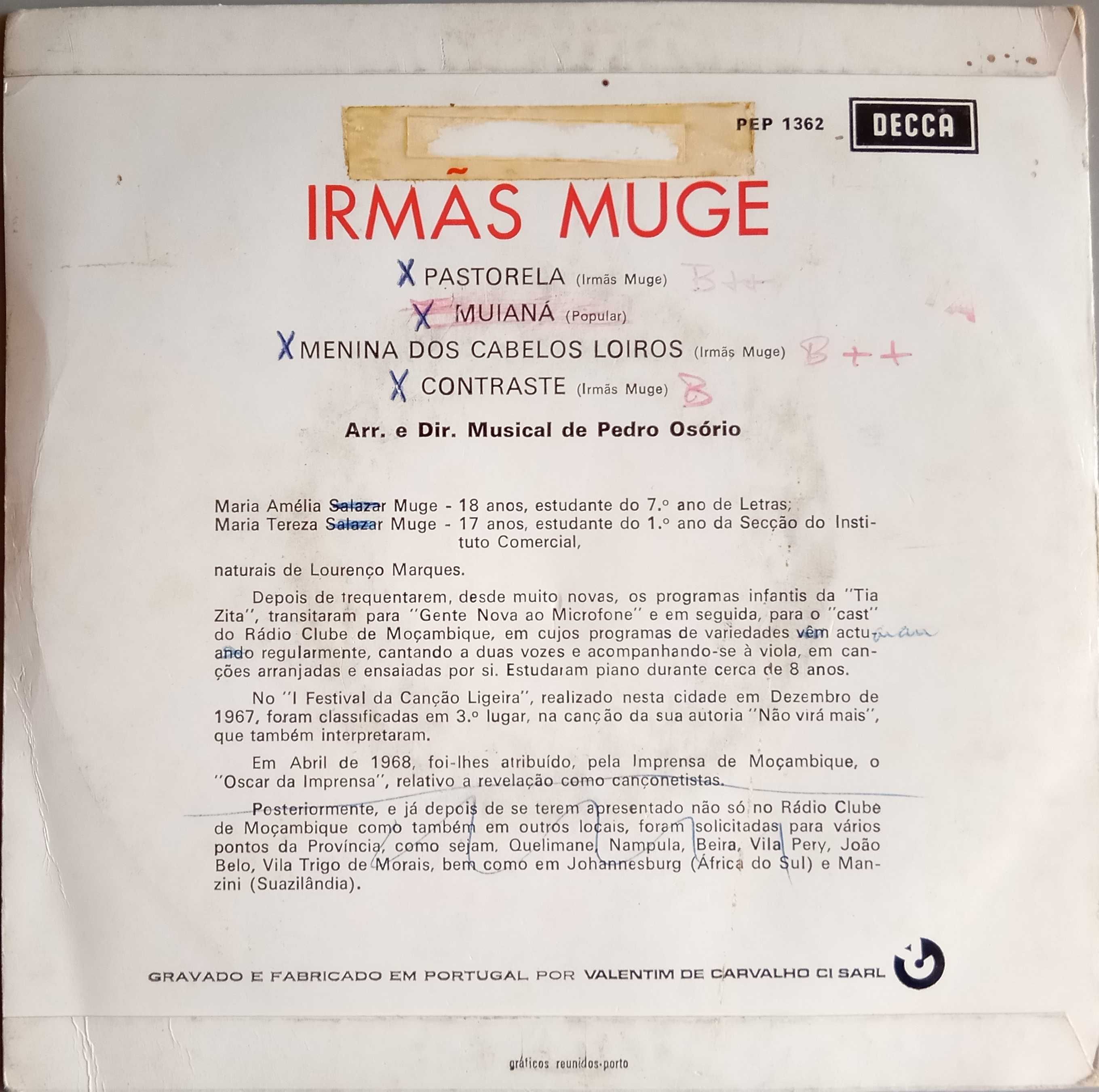 Irmãs Muge	- - - - -	Pastorela	- - - - -	EP