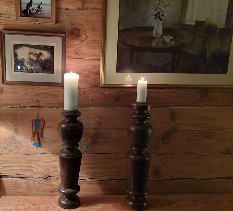 Świecznik, drewniany, vintage