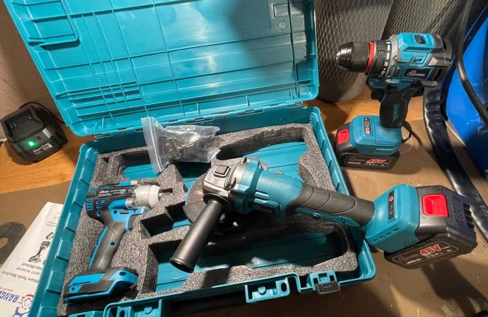 Zestaw Narzędzi Akumulatorowych Wkrętarka Klucz Udarowy Szlifierka 3w1