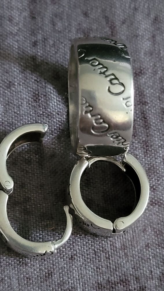 Серьги колечки серебро родированный Cartier