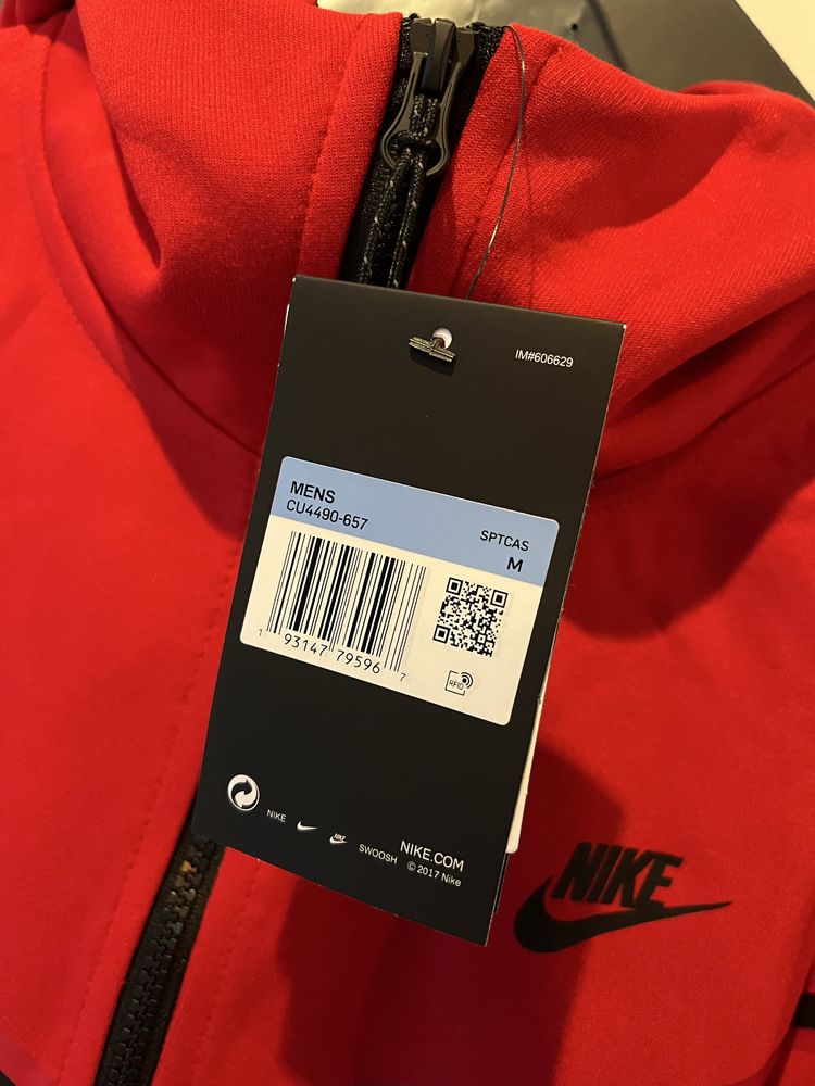 Nike tech fleece komplet bluza i spodnie kolor czerwony rozmiar L