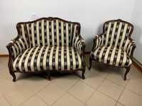 Elegancka sofa i fotel po renowacji