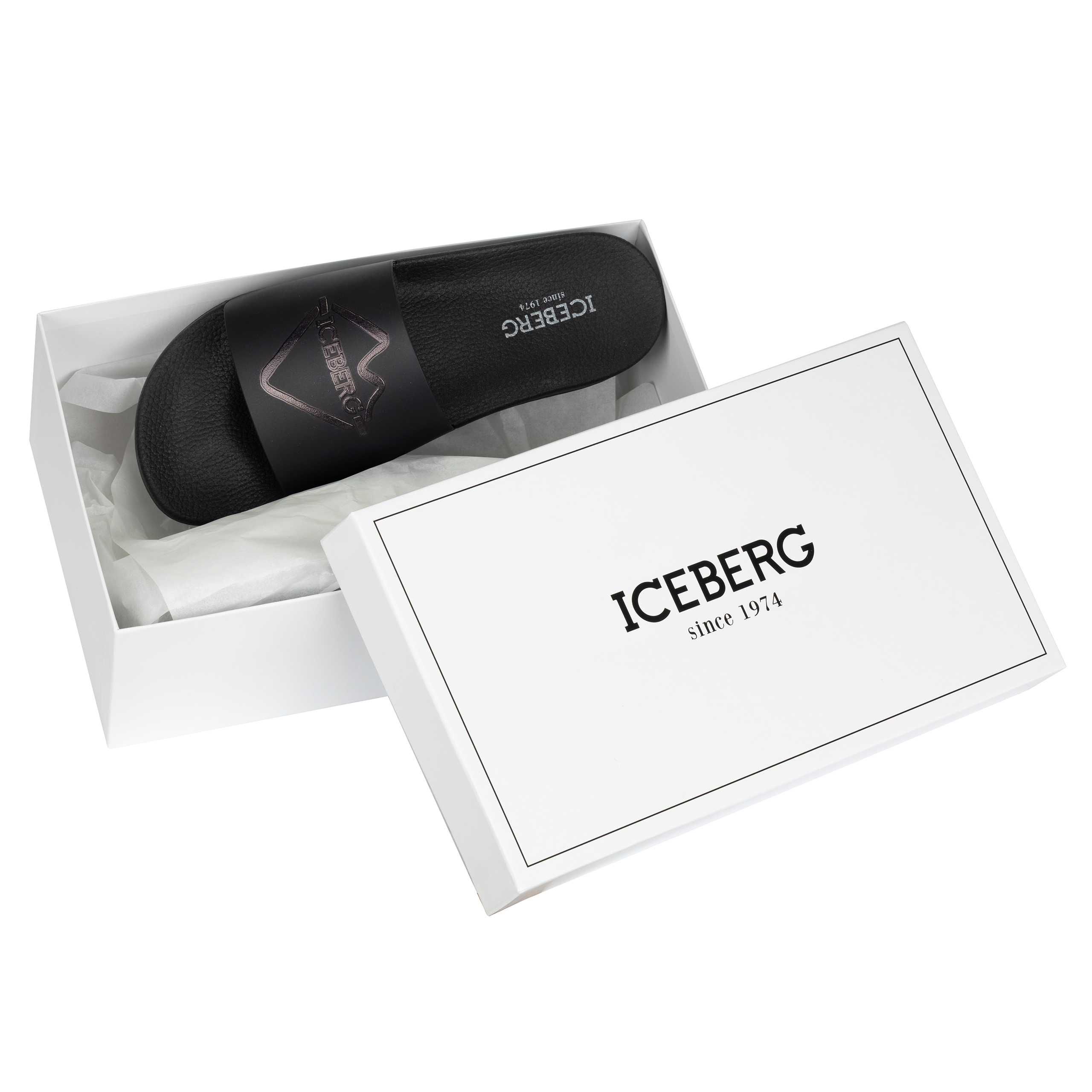 ICEBERG markowe włoskie klapki NOIR BLACK