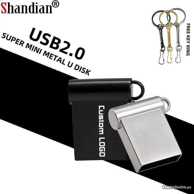 Mini pen usb metal dourado 64gb "nova e embalada"