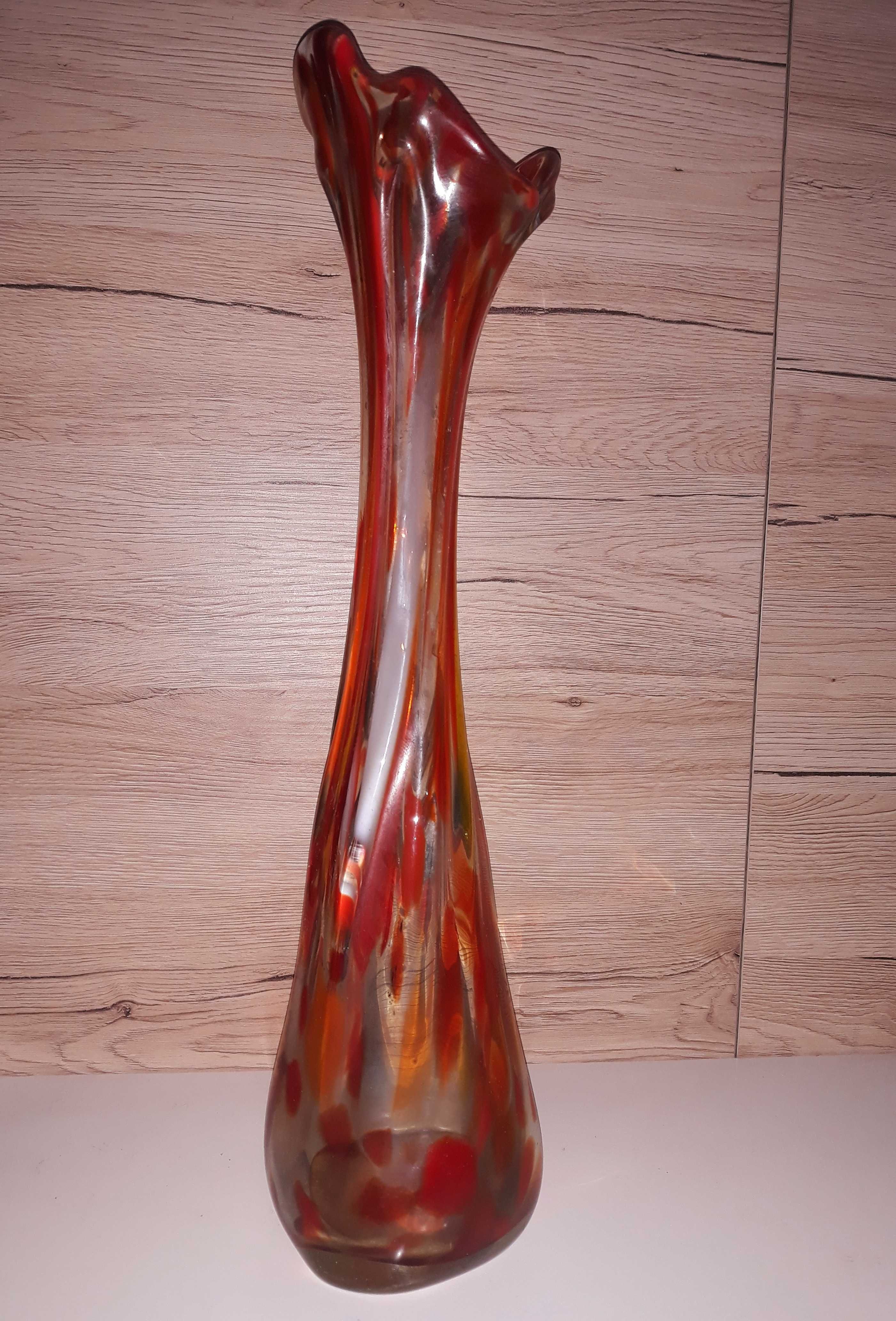 PRL szkło kolorowe wazon