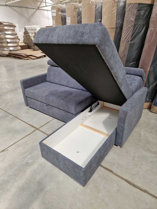 NOWY szary narożnik z funkcją i pojemnikiem KOMPAKTOWY - wyprzedaż 50%