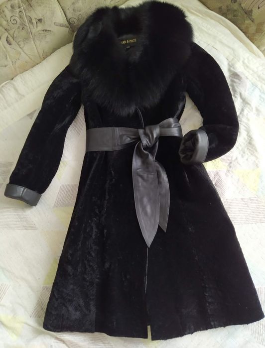 Новая женская натуральная шуба дублёнка (каракуль, песец), размер S