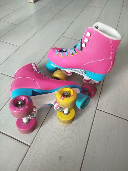 Wrotki KRF School różowe 34