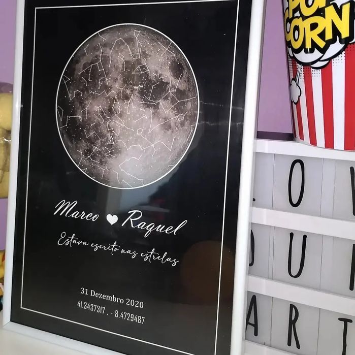 Quadros presente natal decorativos Spotify mapa estrelas fotos