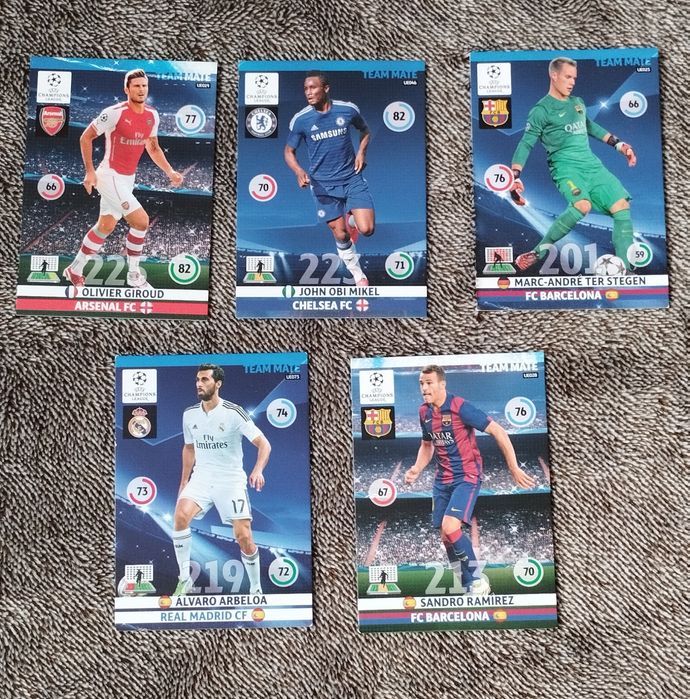 Kart z piłkarzami 5 sztuk