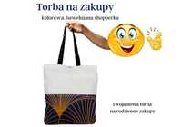 Torba na zakupy dp pracy kolorowa siatka bawełniana shopperka