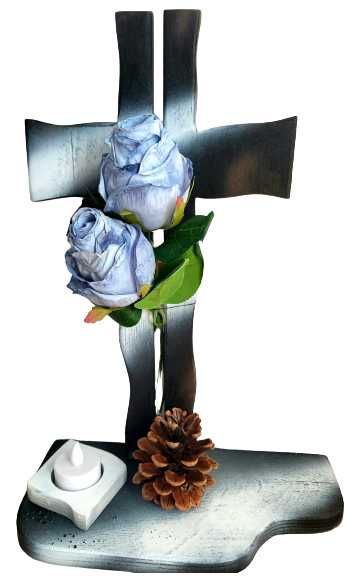 STROIK na cmentarz STROIKI na grób kompozycje nagrobne Z RÓŻĄ I LAMPKĄ