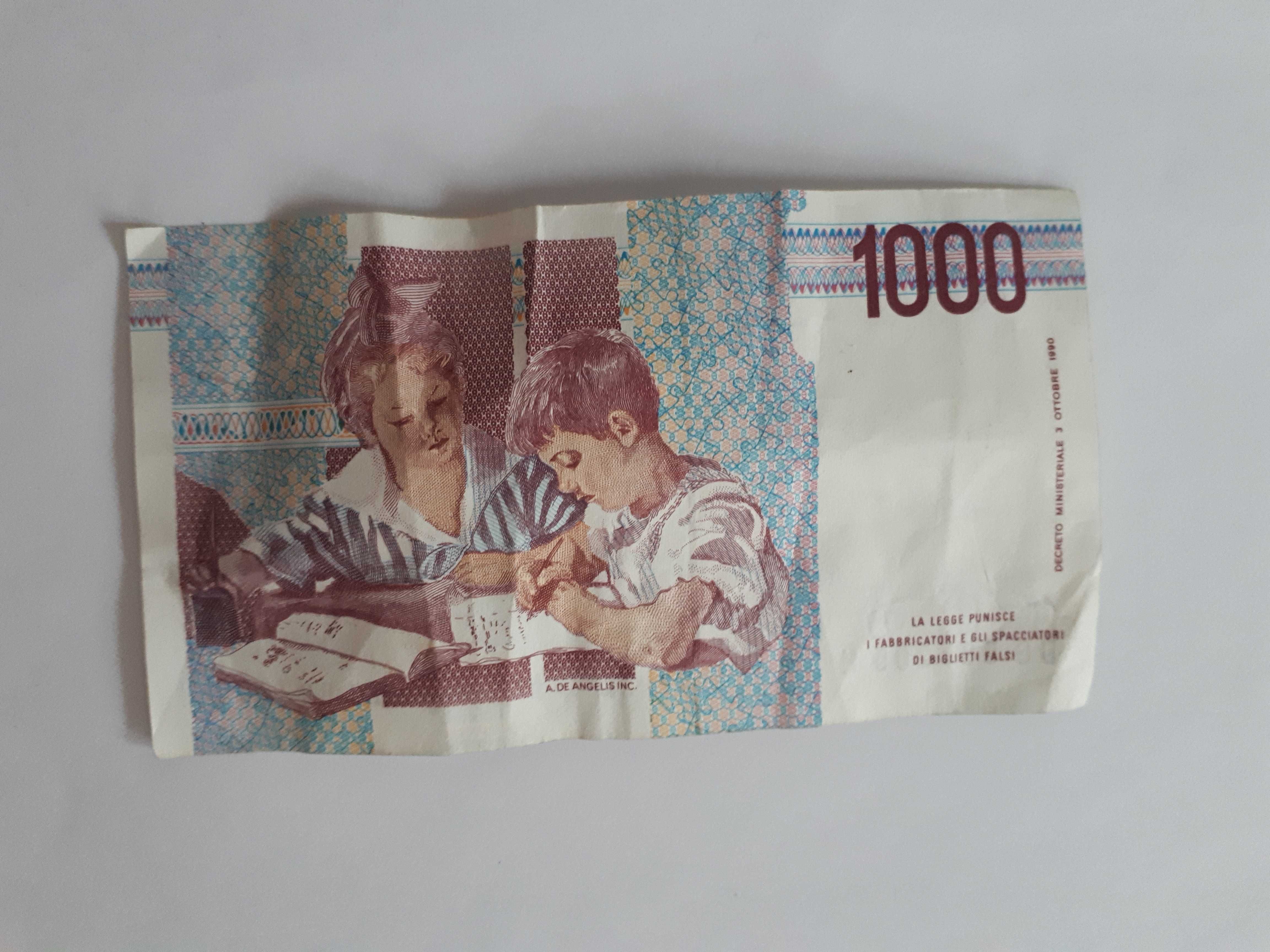 Banknot 1000 lirów 1990 rok