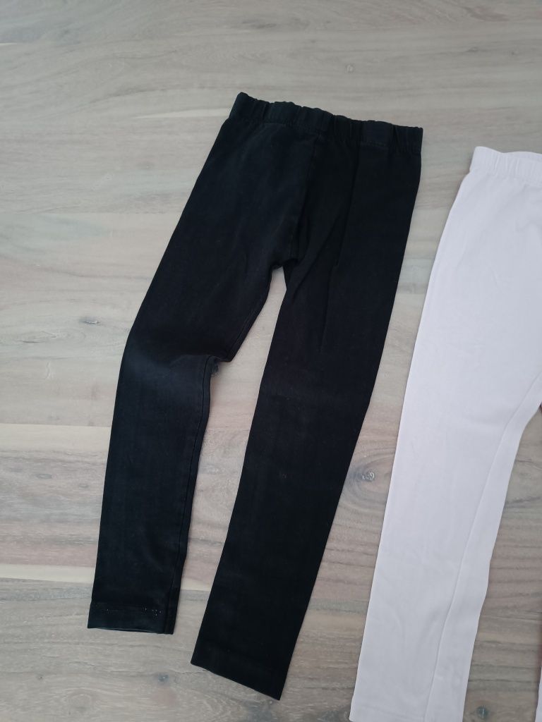 2 x bawełniane legginsy basic na 98-104