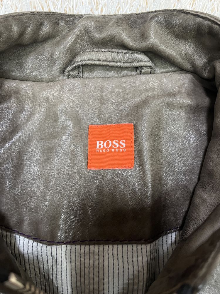 Оригинальная мужская кожаная куртка кожа hugo boss