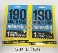 Litwa karta sim Labas litewski starter nowy 190min i 190 smsów
