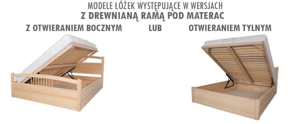 Łóżko drewniane PODNOSZONE Ametyst 4/3 sosnowe 160x200 podnośniki gaz