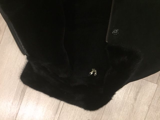 Мужская натуральная дубленка с норковым воротником черная