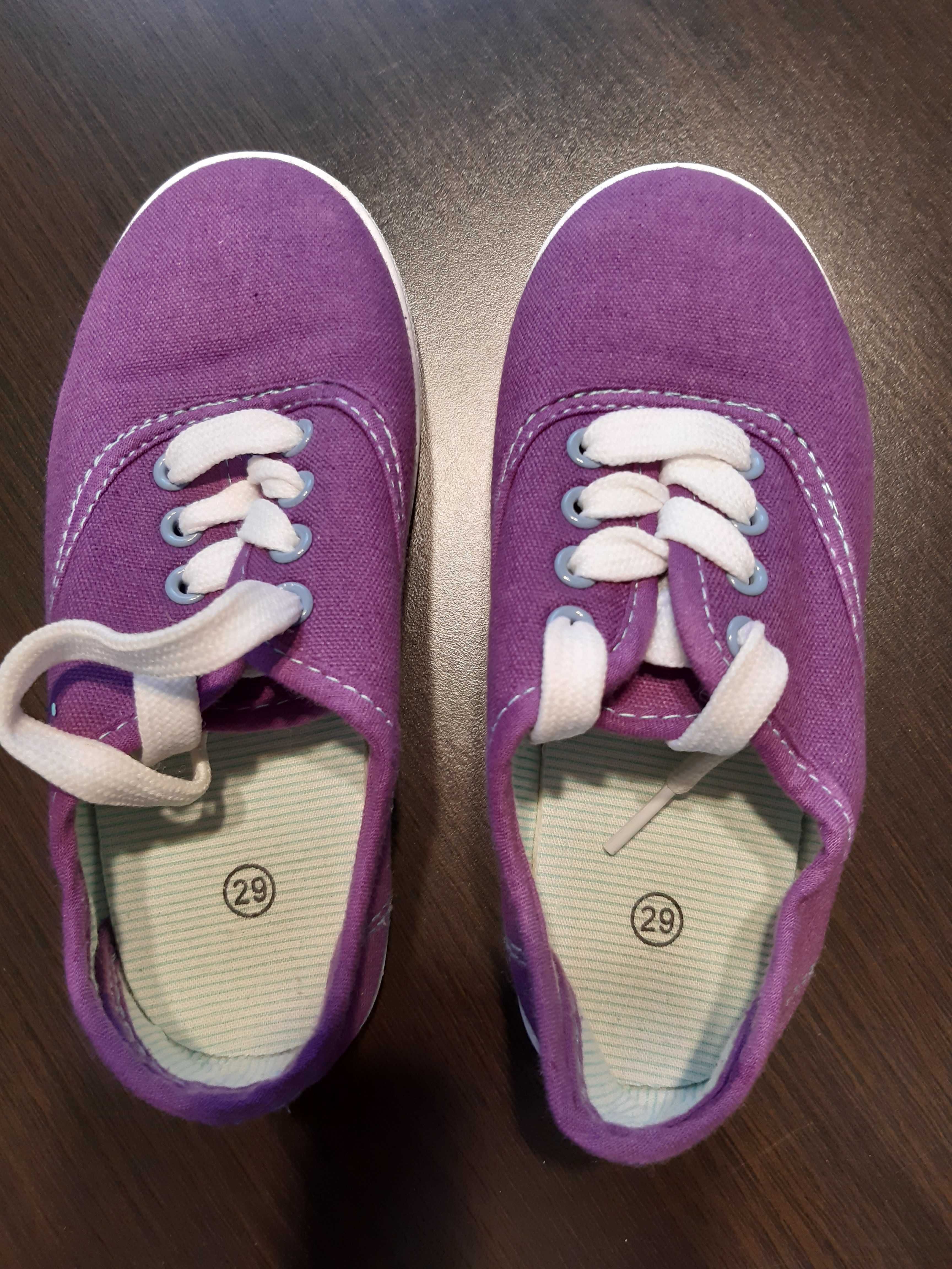 NOWE buty trampki r.29 fioletowe, dziewczęce wiązane