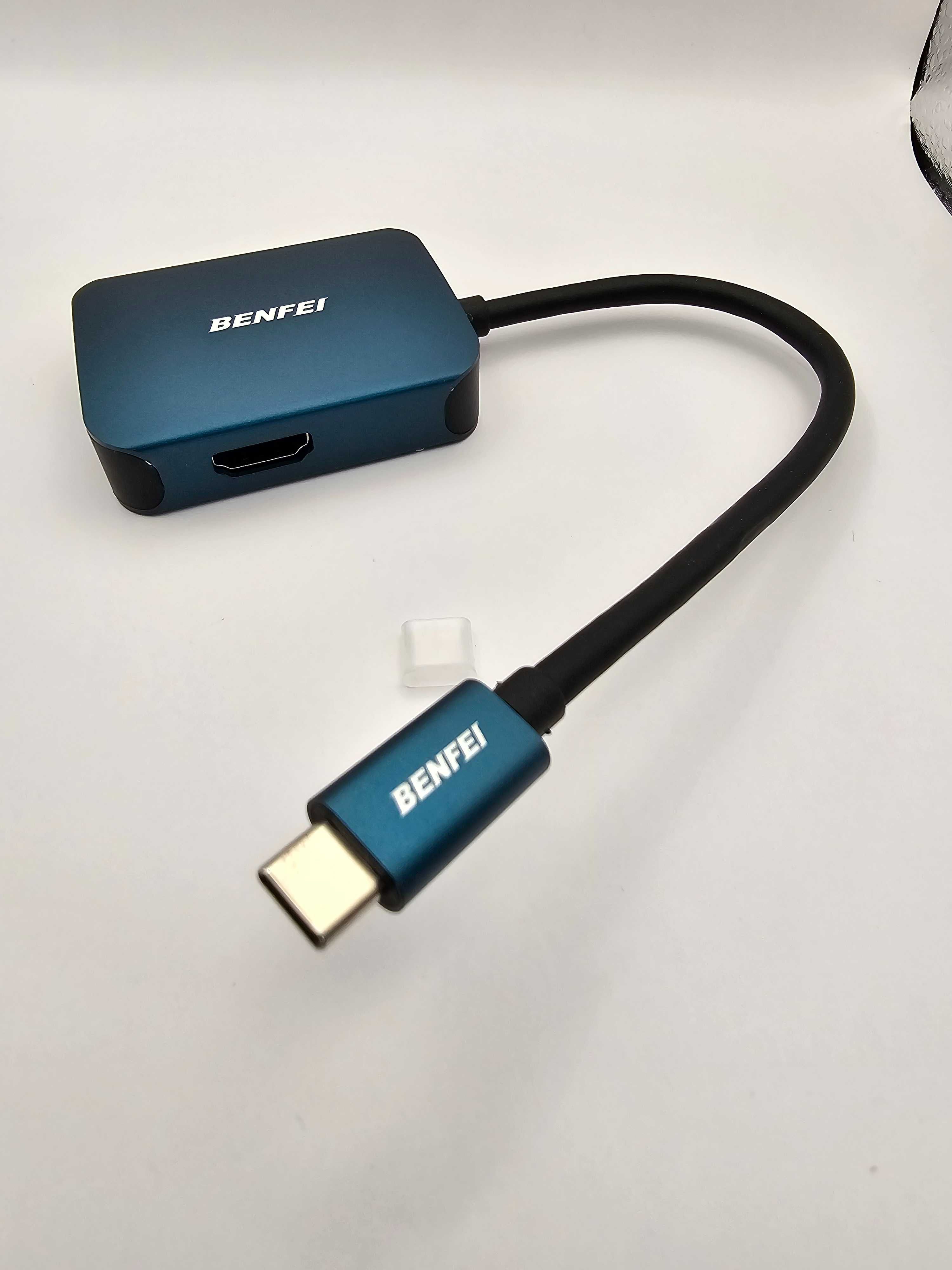 Koncentrator hub BENFEI USB C 4 w 1, przejściówka z USB C na HDMI VGA.