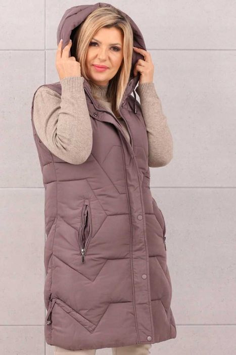 Kamizelka Pikowana Długa z Kapturem/POLSKI Producent/