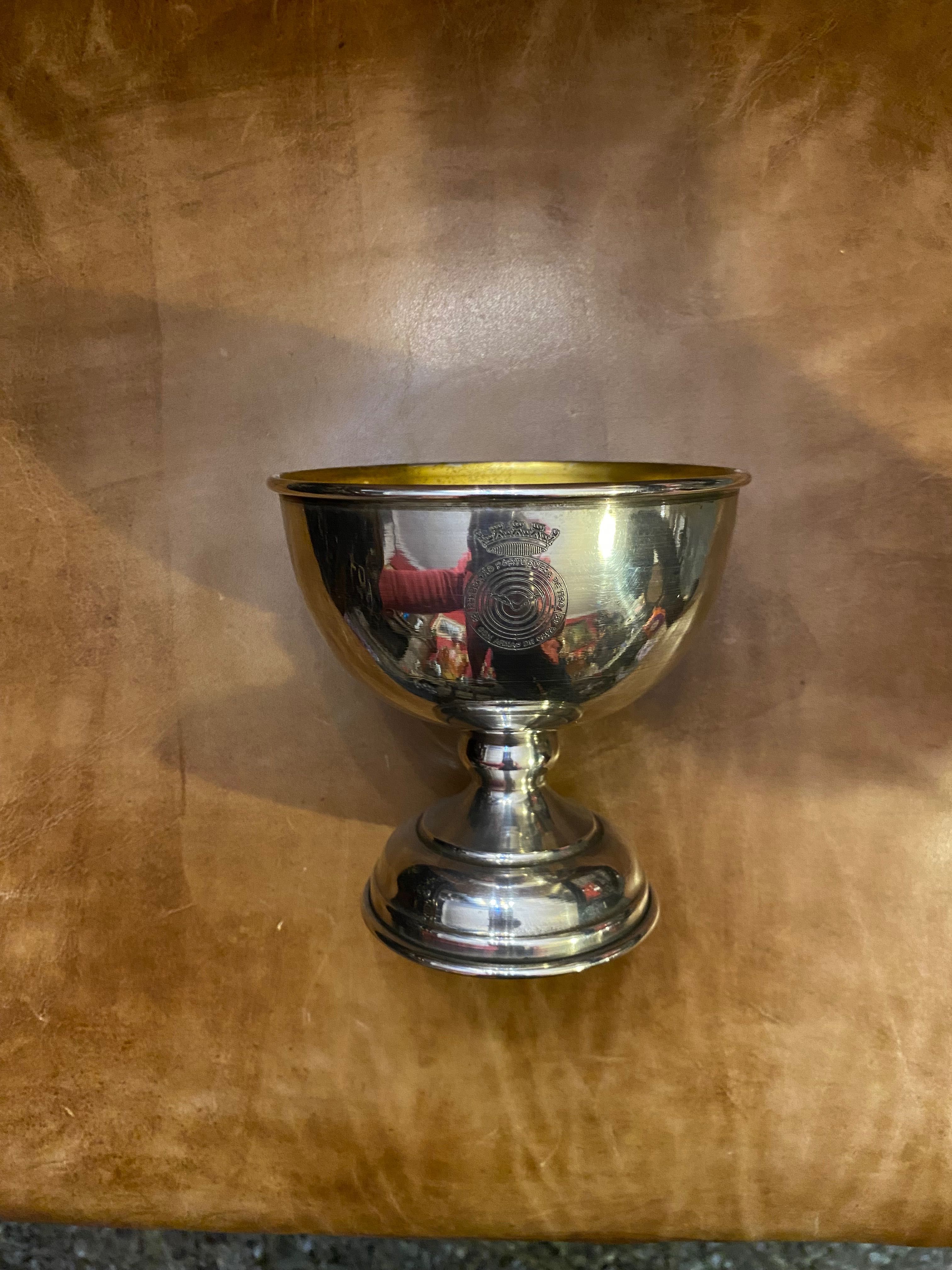 Taça Libação Prata Portuguesa Aguia 835 10,5cm Clube Português de Tiro