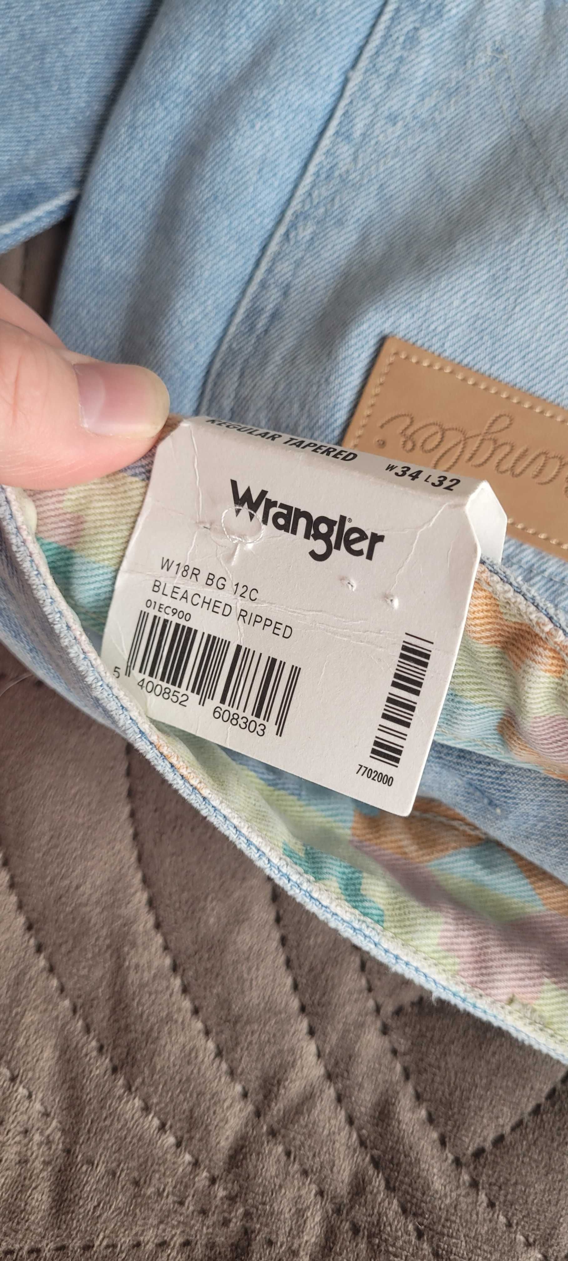 34-32 Wrangler Slider nowe z metka jeans denim spodnie jasne tapered