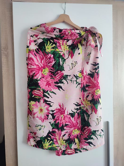 Spódnica MIDI na zakładkę wiązana na kokardę