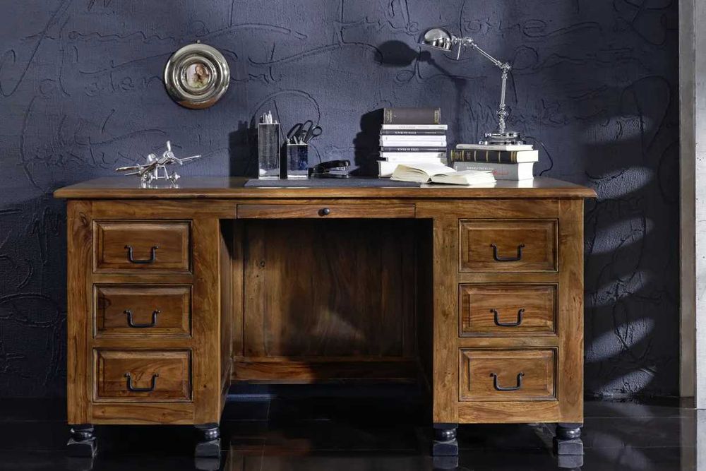 Biurko w stylu kolonialnym lite drewno Palisander lakierowany 150x70cm