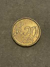 Moneta kolekcjonerska 20 euro centów cent 2002 Portugal