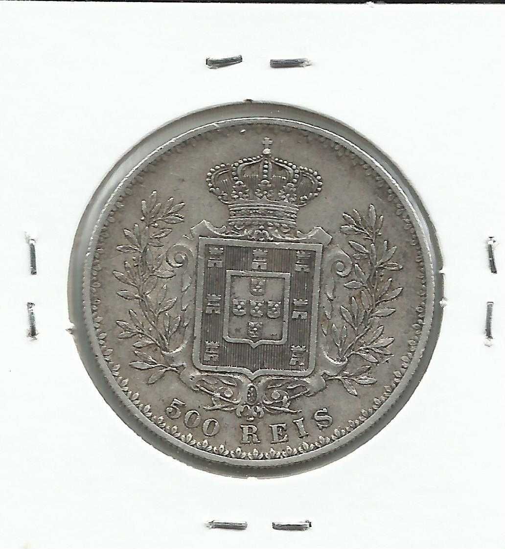 Moedas portuguesas - Rei D. Carlos I, 500 Reis – 1891 – Prata