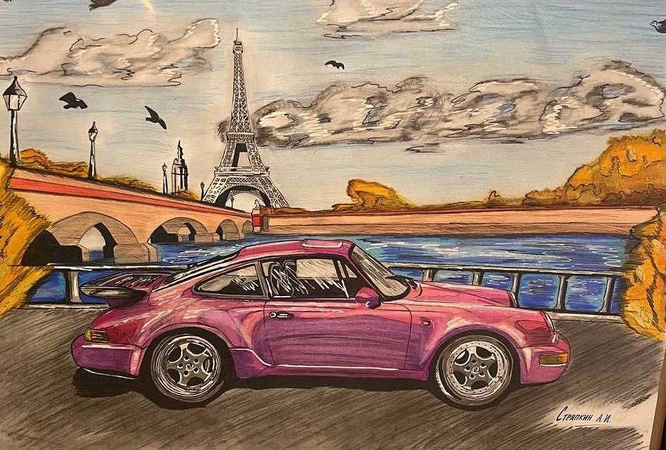 Poster Porsche 964 we Francji