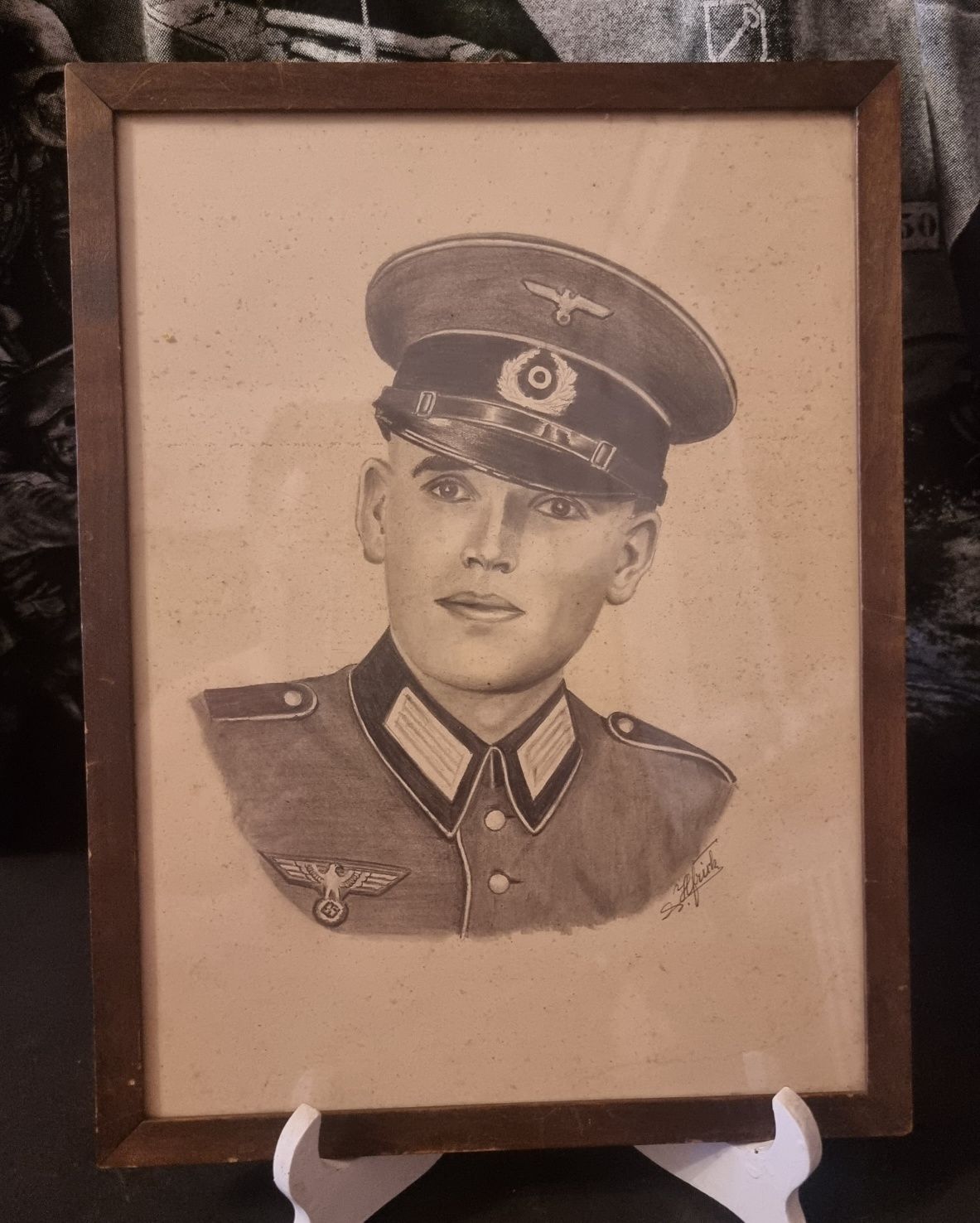 Portret żołnierza Wehrmachtu 3 Rzesza ołówek